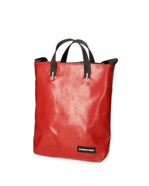 Freitag Red Leland Logo-Patch Tote Bag for men