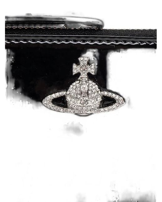Vivienne Westwood Black Slim Long Crystal-Embellished Orb Card Holder