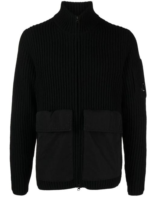Cardigan Nervuré À Verre De Lunettes Signature C P Company pour homme en coloris Black