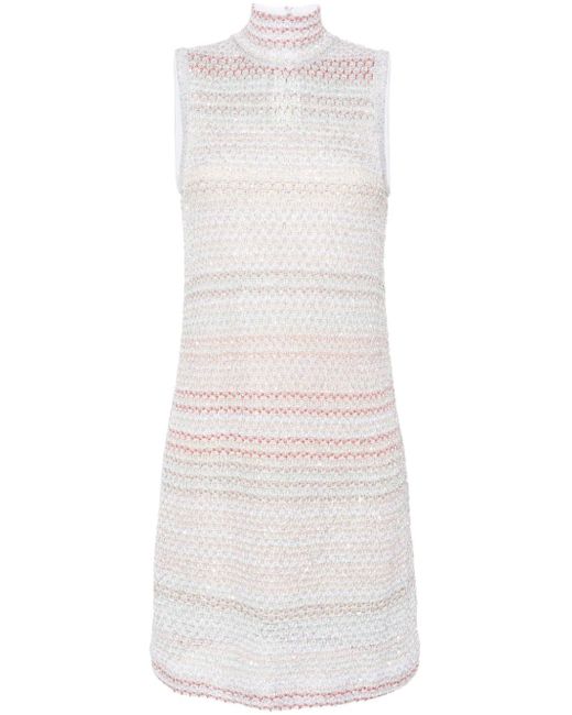 Missoni White Sequin-embellished Crochet-knit Dress