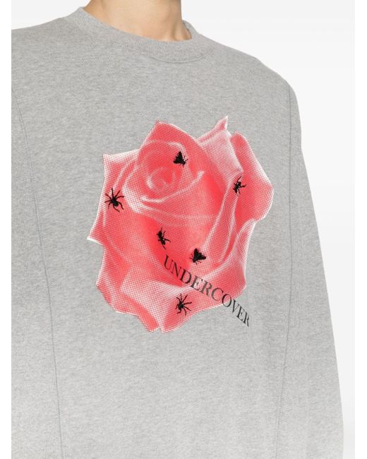 Undercover Gray Rose-appliqué Cotton Sweatshirt for men