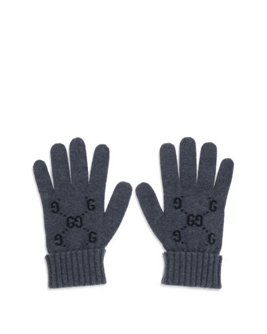 Gucci Blue Logo-Pattern Gloves for men