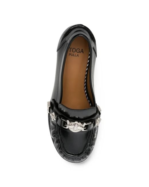 Toga Black Embellished Leather Pumps