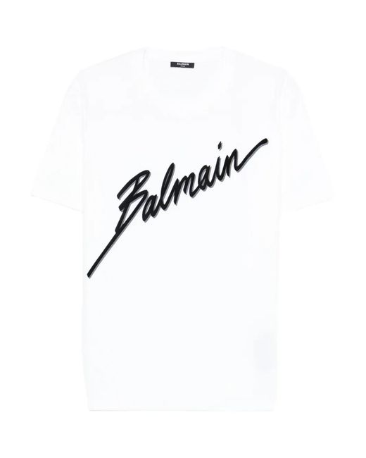 Balmain T-Shirt Met Geborduurd Logo in het White voor heren