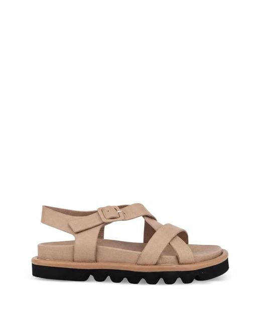SERGIO MORETTI FIRENZE Brown Crossover-Strap Buckle-Fastening Sandals
