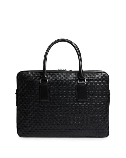 Sandro Black Woven Leather Briefcase for men