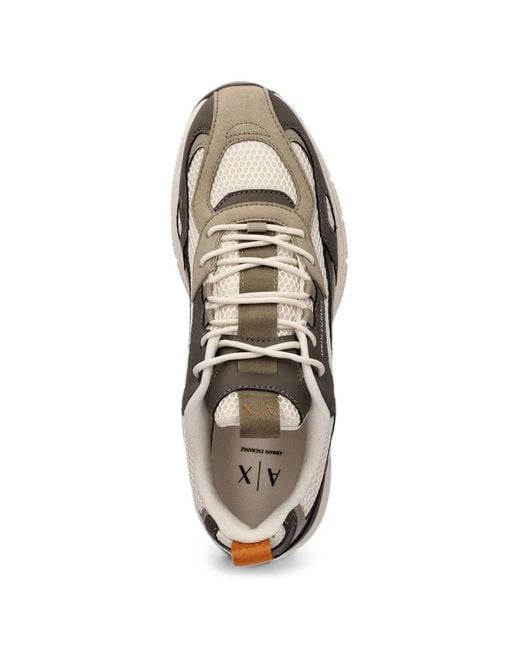 ARMANI EXCHANGE White Panelled Mesh Sneakers for men
