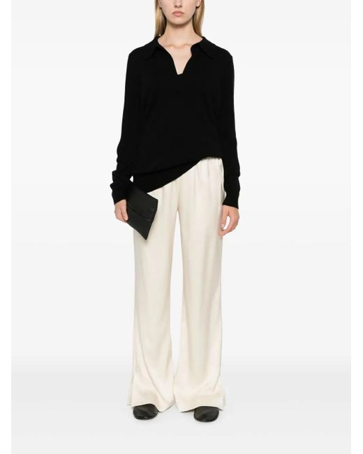Anine Bing White Straight-Leg Silk Trousers