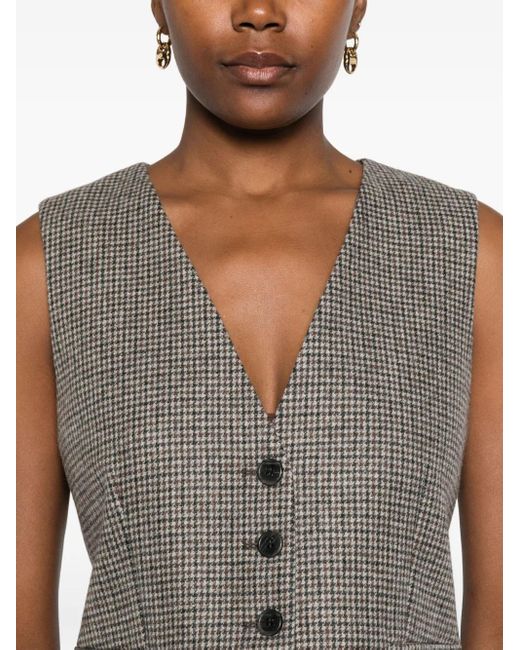 P.A.R.O.S.H. Gray Checked-Pattern Waistcoat