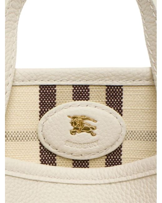 Burberry Natural Small Bloomsbury Grained-Leather Reversible Check Tote Bag