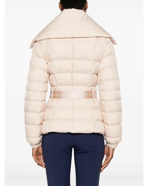 Elisabetta Franchi Natural Quilted Nude Jacket With Golden Zip