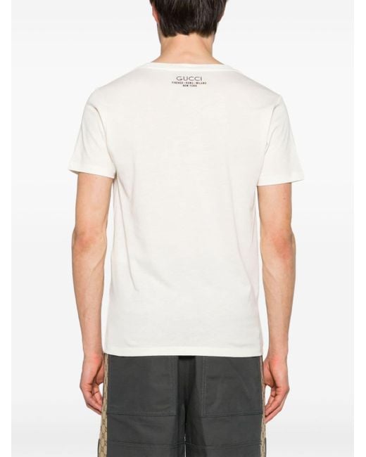 Gucci White Open Neck T Shirt for men