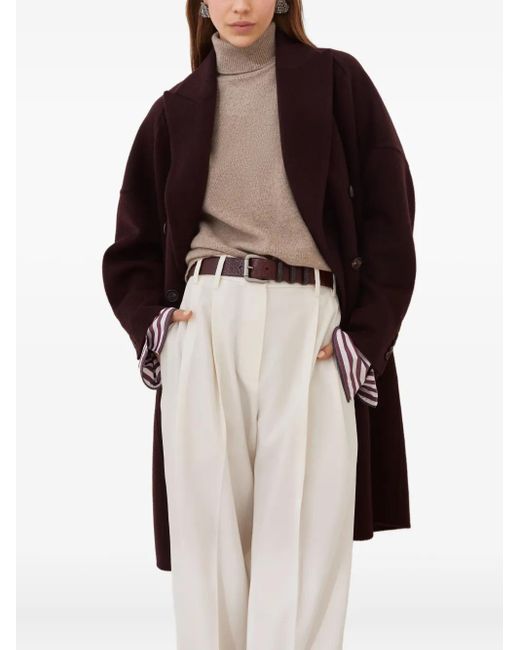 Brunello Cucinelli Red Double-Breasted Coat