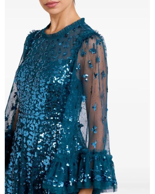 Needle & Thread Avondjurk Met Klokmouwen in het Blue