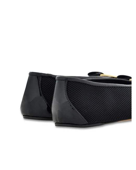 Ferragamo Black Vara Mesh Ballet Flats