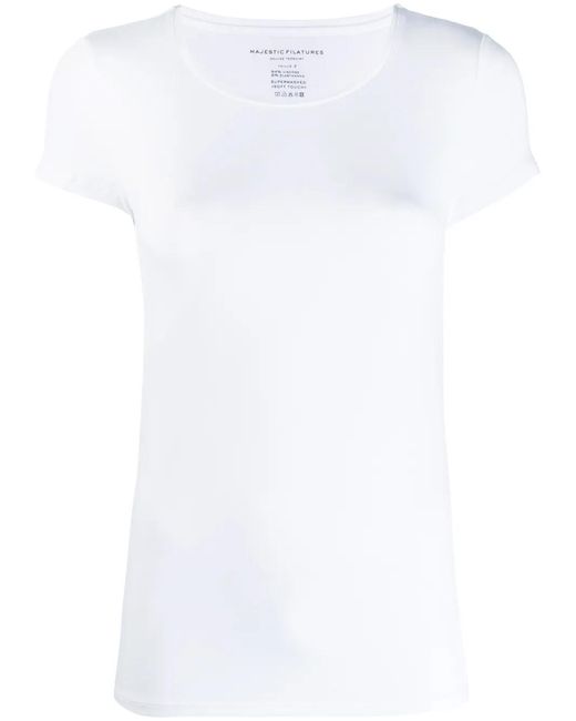 Majestic Filatures White Round Neck T-Shirt
