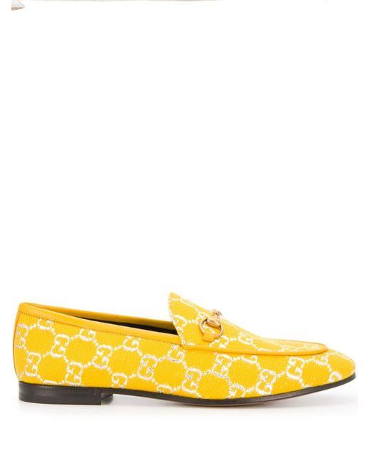 Gucci Yellow GG Pattern Loafers
