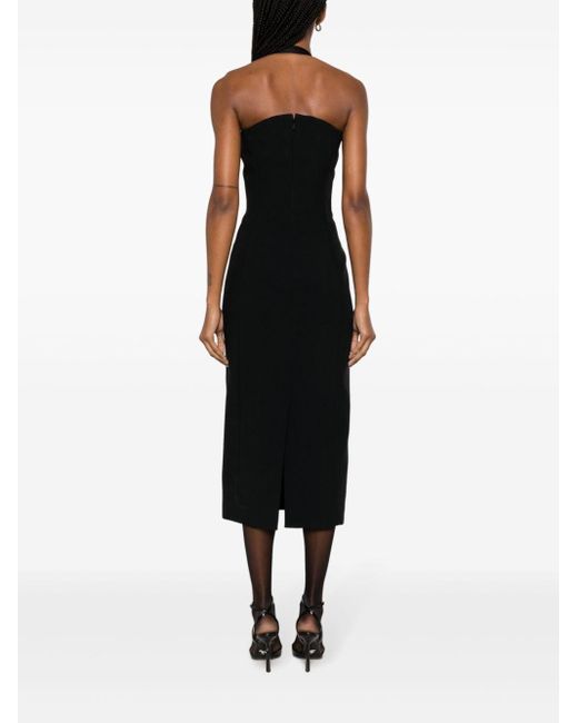 Versace Black Halterneck Midi Dress - Women's - Viscose/acetate/silkpolyamide