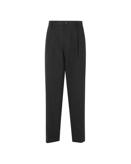 Department 5 Black Pleat-Detail Logo-Patch Trousers for men