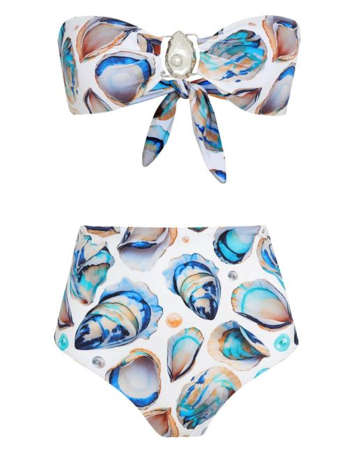 Brigitte Bardot Shell-Print Bikini Set in Blue | Lyst UK