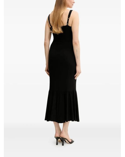 Guess Black Square-Neck Flounced Midi Dress