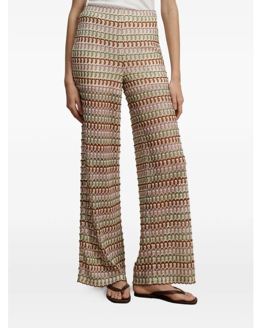 Veronica Beard Natural Fatima Geometric-Pattern Trousers