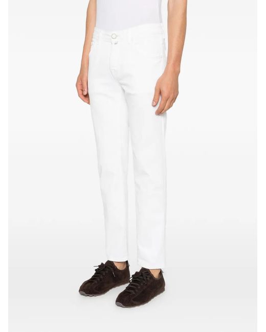 Jacob Cohen White Button Jeans for men