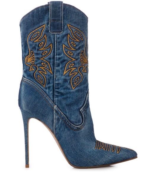Le Silla Blue Eva 140mm Embroidered Boots