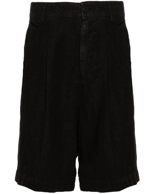 Costumein Black Pleat-detail Linen Shorts for men