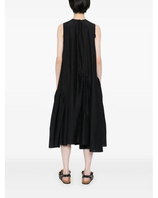 JNBY Black Pleated Asymmetric-Hem Dress