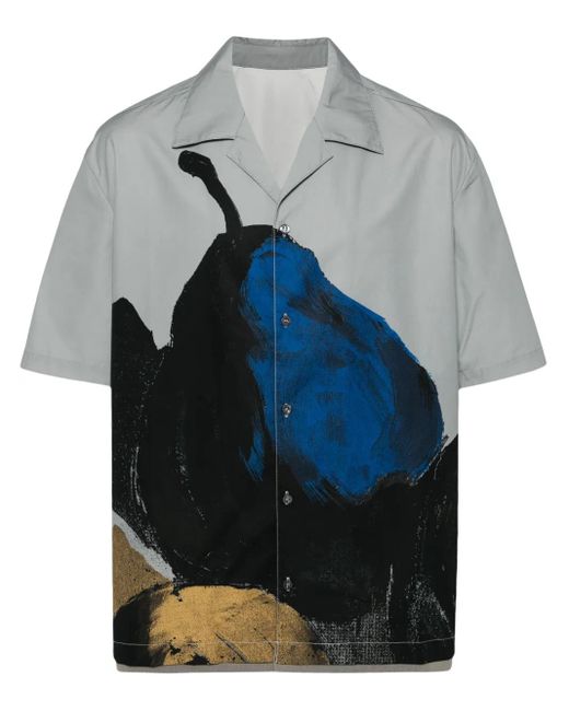 CROQUIS Blue Graphic-Print Cotton Shirt for men