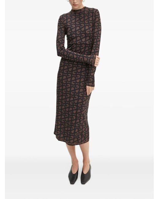 Stine Goya Black Long-Sleeved Midi Dress