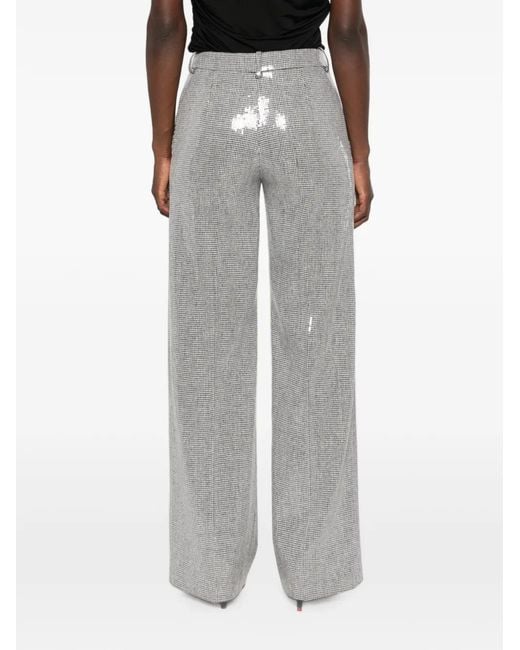 ERMANNO FIRENZE Gray Sequin-Embellished Houndstooth Trousers
