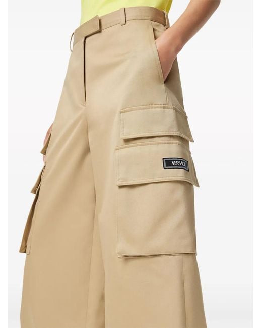 Pantaloni A Vita Alta di Versace in Natural