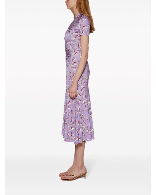 Rabanne Purple Floral-print Short-sleeve Dress