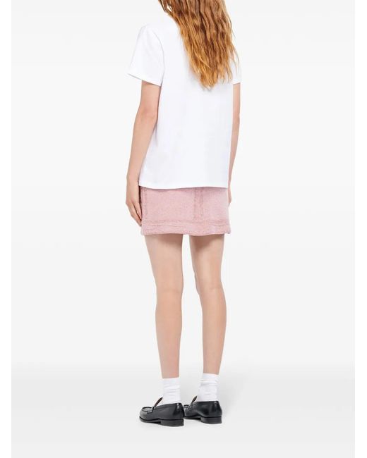 Barrie Pink Contrast-Stitch Mini Skirt