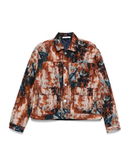 Sobrecamisa con motivo abstracto sunflower de hombre de color Brown