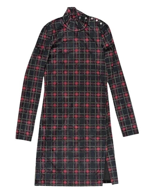 CALLIPYGIAN Black Plaid Mini Dress