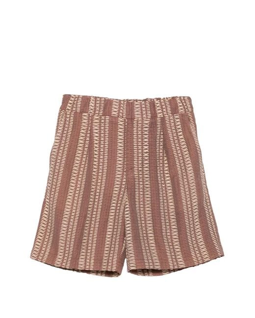 Costumein Pink Tony Geometric-Pattern Elasticated-Waist Shorts for men