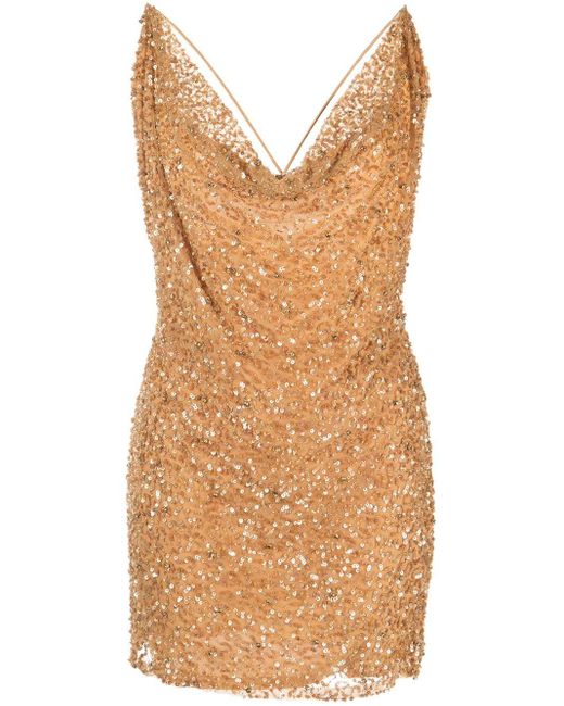 retroféte Mich Sequinembellished Mini Dress in Gold (Natural) Lyst