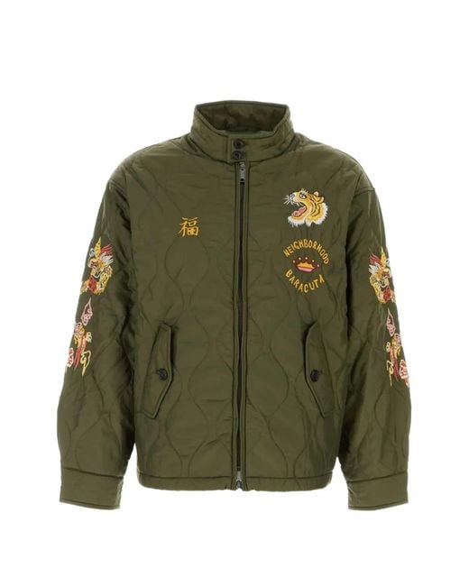 Baracuta Green Embroidered Quilted Jacket for men