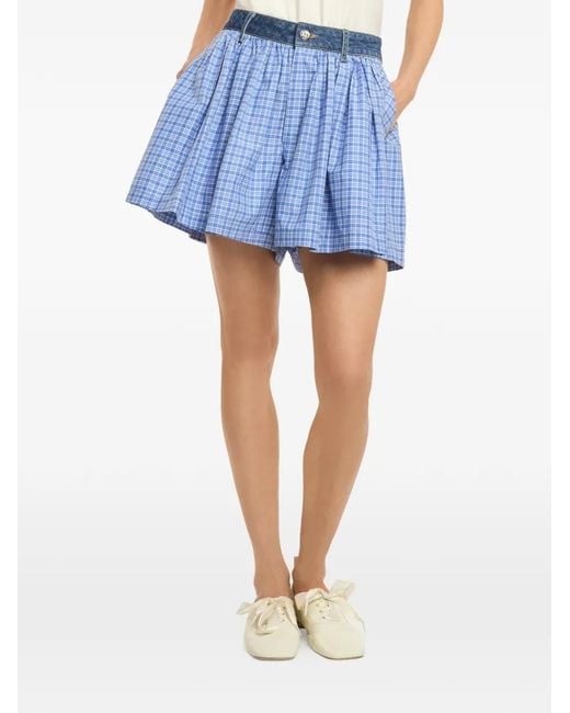 Cinq À Sept Blue Madalyn Gingham-Check Shorts