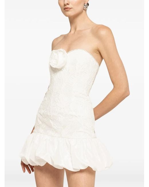 Nissa White Strapless Mini Lace Dress