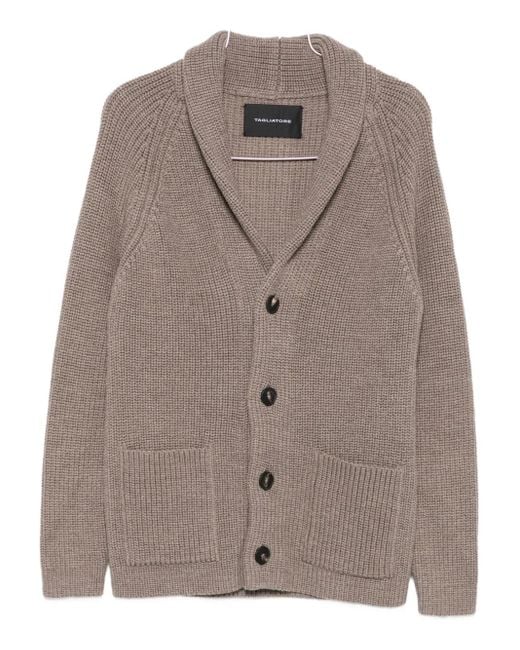 Tagliatore Brown Pocket Shawl-Collar Cardigan for men