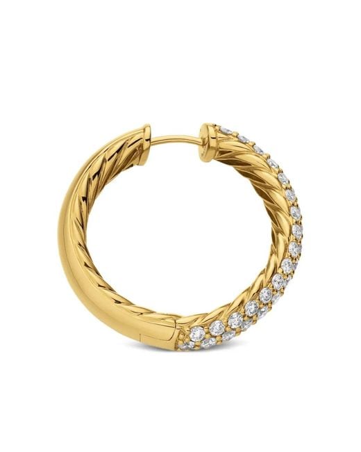 David Yurman Metallic 18Kt Dy Mercer Diamond Hoop Earrings (25.4Mm)