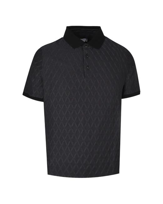 Pal Zileri Black Diamond-Pattern Short-Sleeve Polo Shirt for men