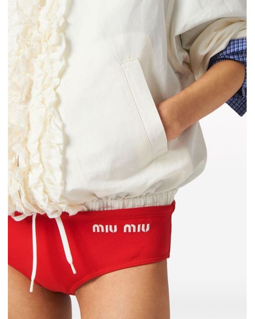 Miu Miu Red Bikinihöschen mit Logo-Print
