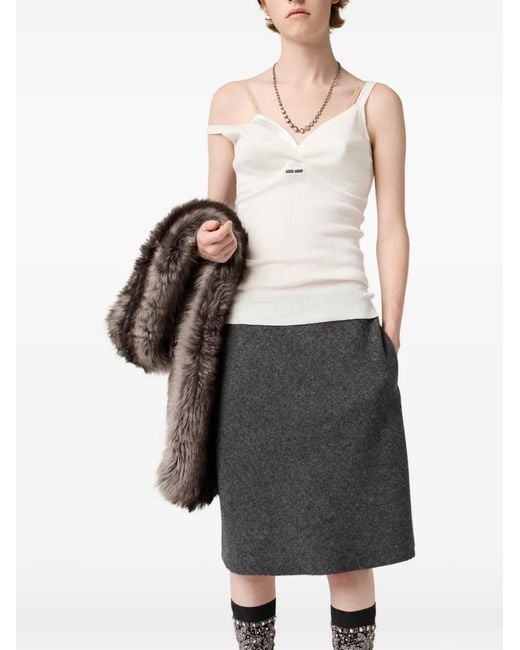Miu Miu Gray Shetland Wool Skirt
