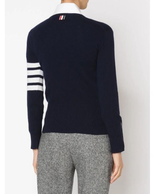 Thom Browne Blue Striped Sleeve Sweater