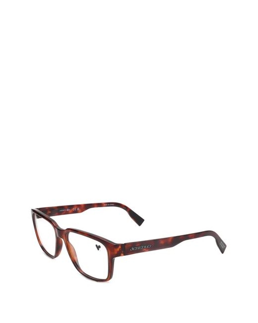 Lacoste White Tortoiseshell-Effect Rectangle-Frame Glasses for men